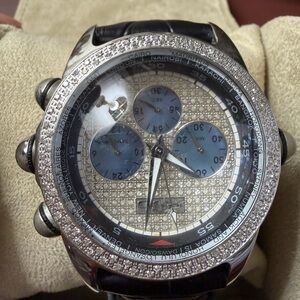 Silver and Black Chronograph Watch